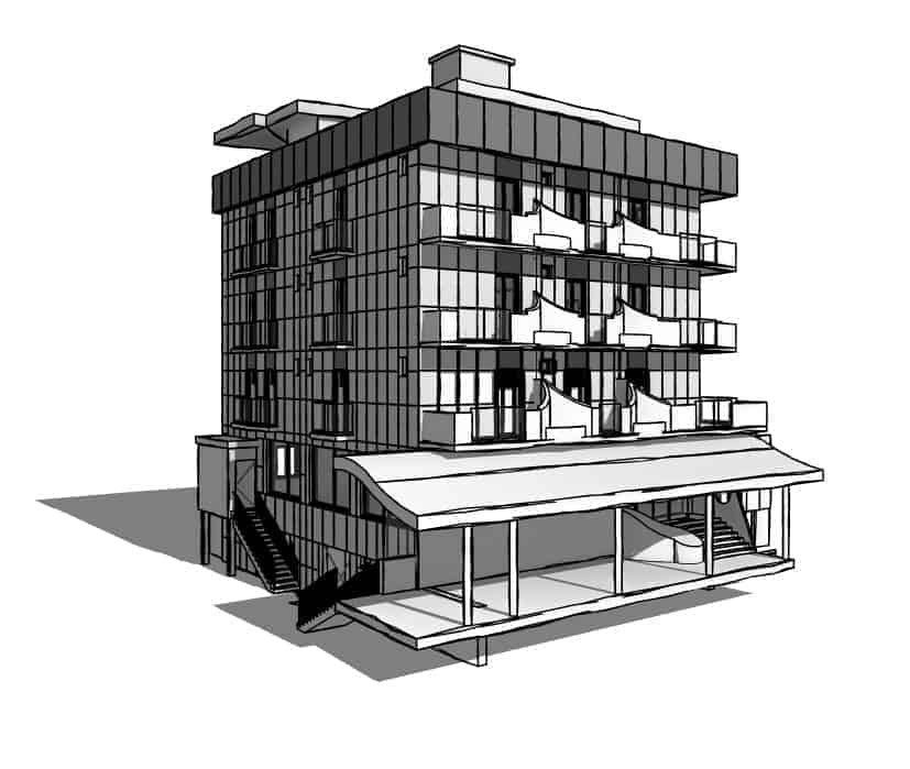 Progetto Hotel Aurora - Misano Adriatico - Modello concettuale 3D