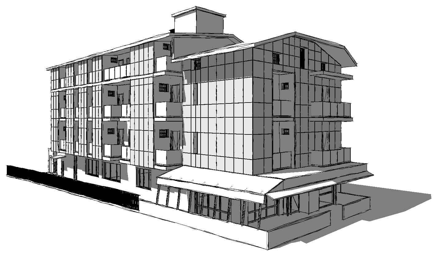 Pessina Costruzioni - Progetto Hotel Rosalba - San Mauro Pascoli - Modello concettuale 3D